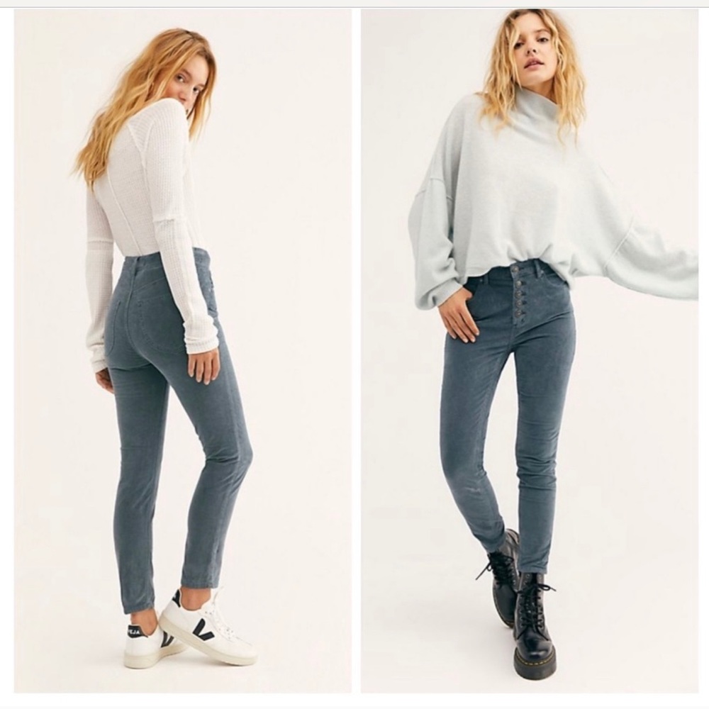 Free People Skinny Cords in Ocean